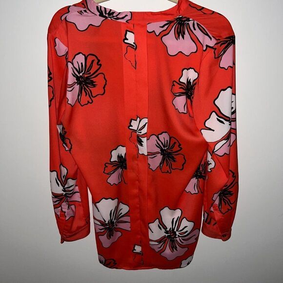 Vince Camuto V-Neck Ladies Orange Floral Blouse - Picture 5 of 9